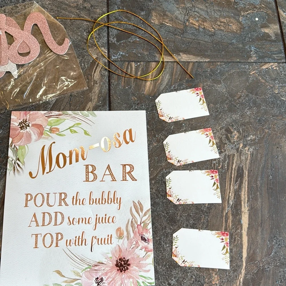 NEW Rose Gold 'But First Mimosas' Party Banner and new baby stickers - Picture 8 of 10